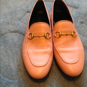 Gucci Pink Peach Leather Horsebit Loafers